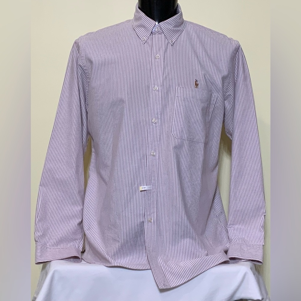 Ralph Lauren Custom Fit Button Down Shirt Red White Size XL